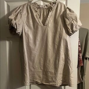 Chic Beige Puff Sleeve Blouse